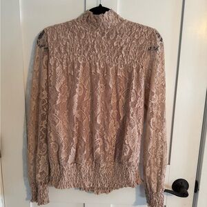 Adiva Lace High-Neck Blouse - Pink